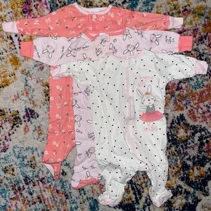 Baby girls footed onesies